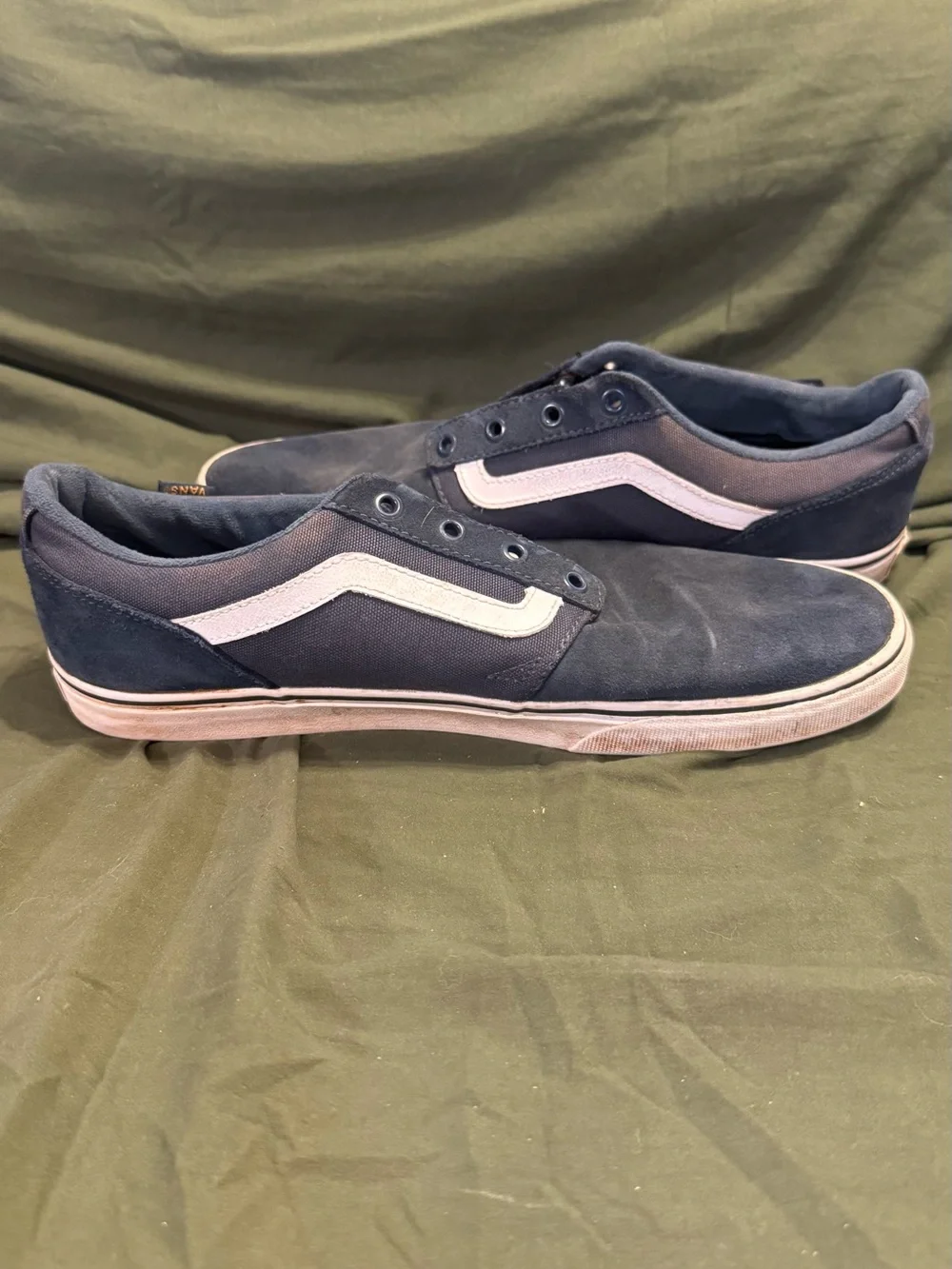 Vans Navy and White Low-Top Skate Sneakers